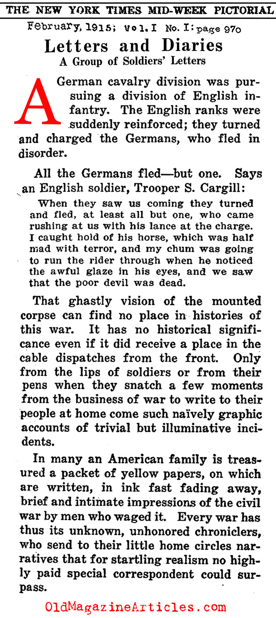 Tales of the Mounted German Corpse (New York Times, 1915)
